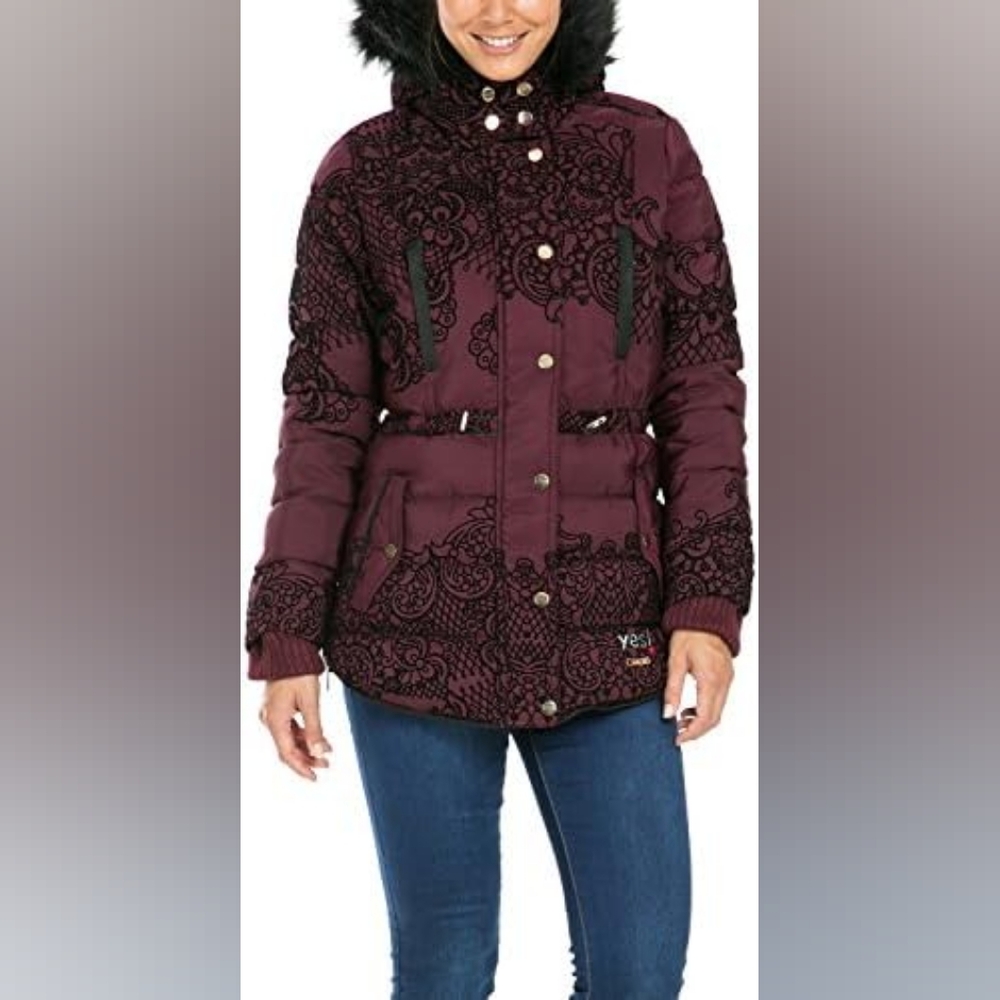 Desigual Women's Burgundy Patterned Jacket M